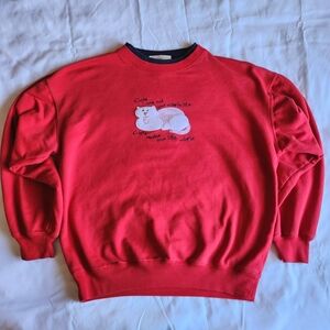 M&C Sportswear Vintage Cat Lovers Women's Med Red Embroidered Graphic Sweatshirt